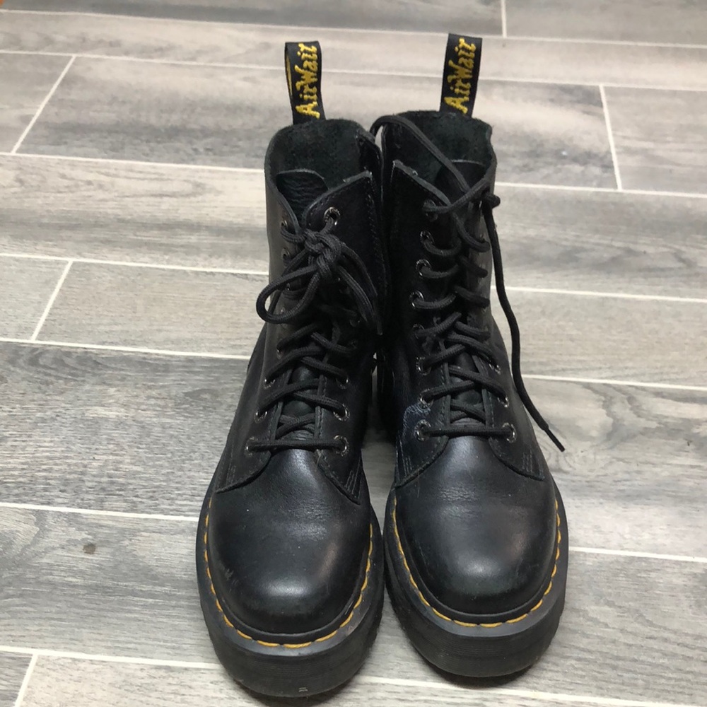 Black Leather Lace-Up Boots
